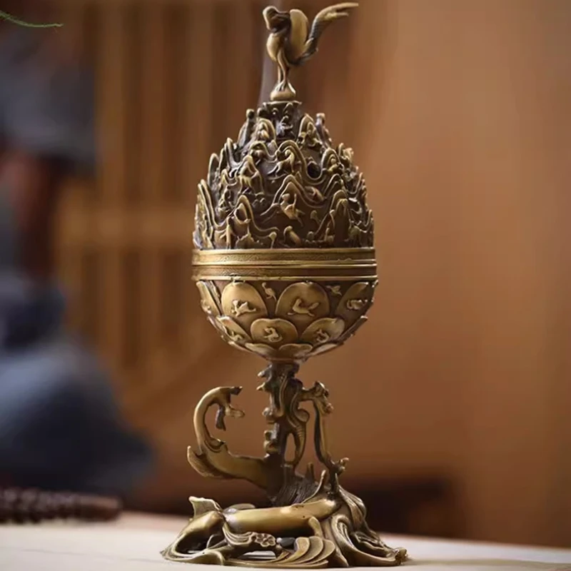 Quemador de Incienso Vertical de Cobre, Quemador de Incienso Moderno para Interiores, Quemador de Incienso Portátil para Sala de Estar, Decoración del Hogar