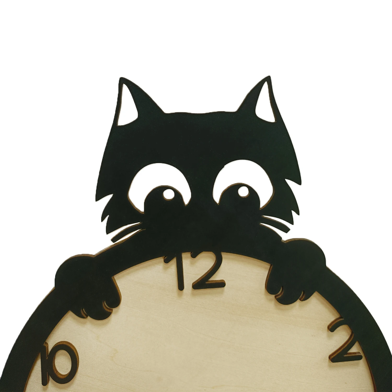 Cat Wooden Wall Clock With Moving Tail for Pet Shop Home Decor Silent Timber Timepieces Black Cat Swinging Pendulum Wall Clock