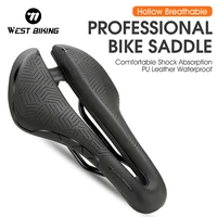 WEST BIKING-sillín de bicicleta hueco, cojín aerodinámico impermeable de PU para bicicleta, asiento de ciclismo con absorción de impacto, accesorios para bicicleta de montaña y carretera