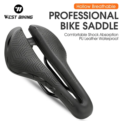 WEST BIKING-sillín de bicicleta hueco, cojín aerodinámico impermeable de PU para bicicleta, asiento de ciclismo con absorción de impacto, accesorios para bicicleta de montaña y carretera