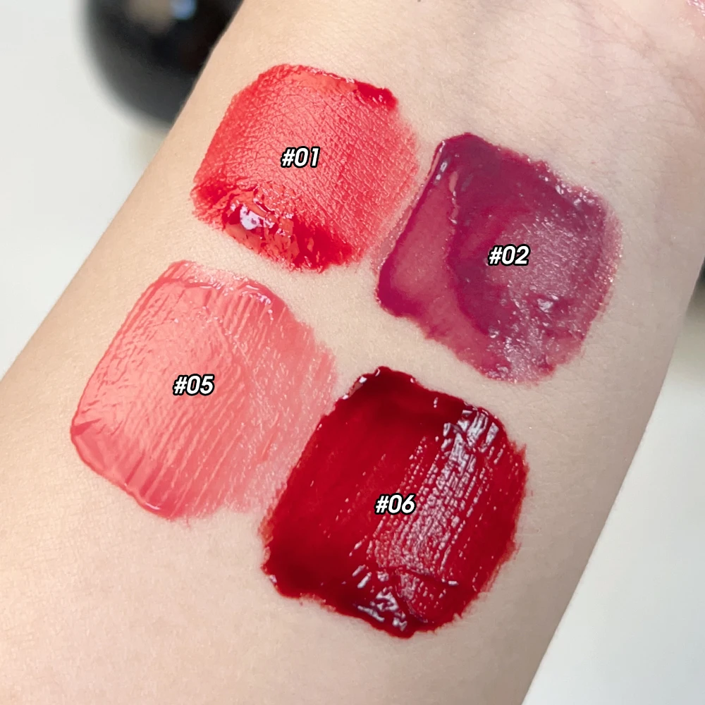 Pintalabios líquido con espejo de 4 colores, resistente al agua, gelatina duradera, vidrio rosa, té rojo, maquillaje cosmético