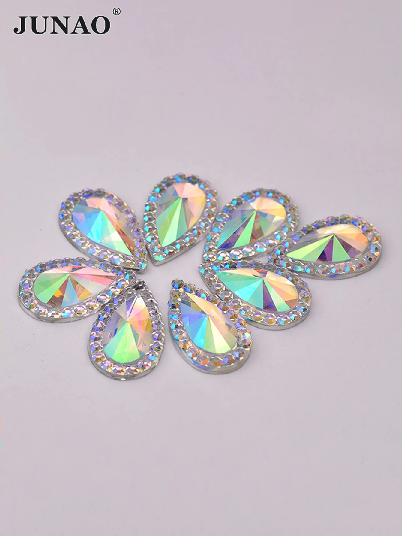 JUNAO 13*18mm 16*30mm kryształ AB spadek dżetów aplikacja Flaback żywica klejnoty nie hotfix kryształowe kamienie DIY diament Strass — zdjęcie 6