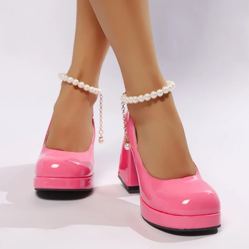 

New Women Pumps Shoes Fashion Cross Strap Ladies Shallow Dress Mary Jane Shoes Female Elegant High Heel Footwear Platform Heels