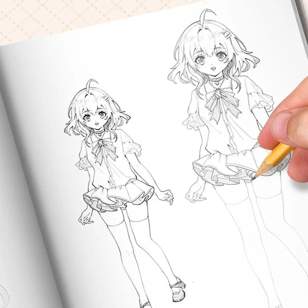 Novice Manga Hand Drawn Tutorial Zero Basic Tracing Anime Line Draft Book Studying Sketch Comics Drawing Copy Book Children