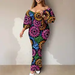 Afripride African Women Ankara Printed Fabric Dress Customized Loose Sexy Bubble Sleeve Dresses 2425027
