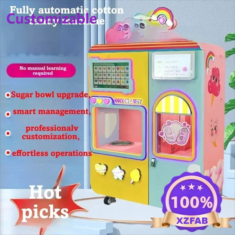 Factory Direct 2026 FOB Automatic Cotton Candy Vending Machine Commercial Self Service Unattended Countertop Candy Floss Maker