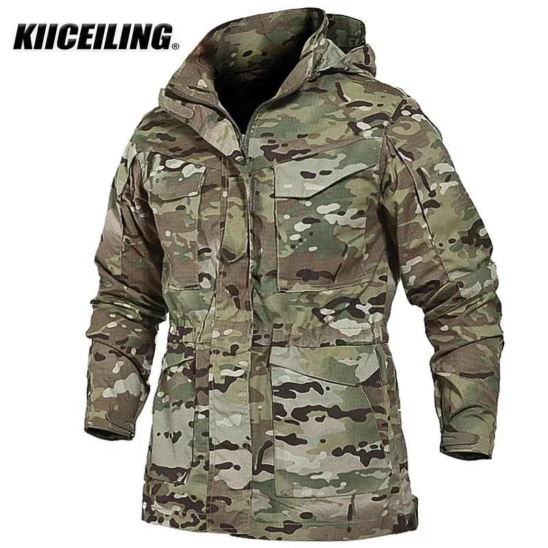 KIICEILING M65 Multicam Tactical Jackets For Men Waterproof Windbreakers Male Camouflage Motorcycle Parka Trench Coat Women