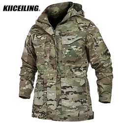 KIICEILING M65 Multicam kurtki taktyczne dla mężczyzn wodoodporne wiatrówki męskie kamuflaż parka motocyklowa trencz damski