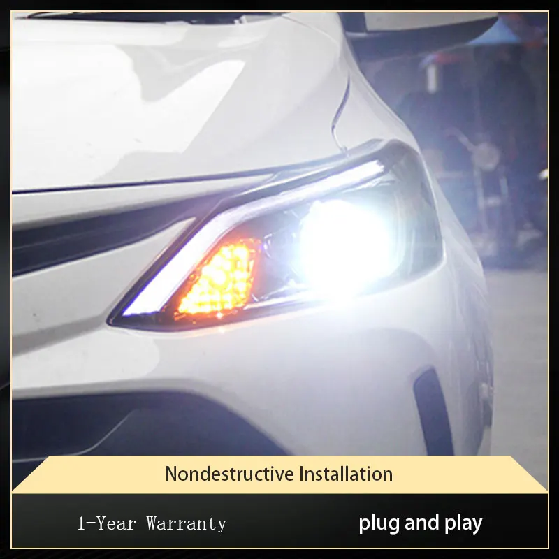 Car Lights For Toyota Vios 2017 2018 2019 2020 Headlights Upgrade LED DRL Projector Lens Tool Xenon Front Lamp Accessories