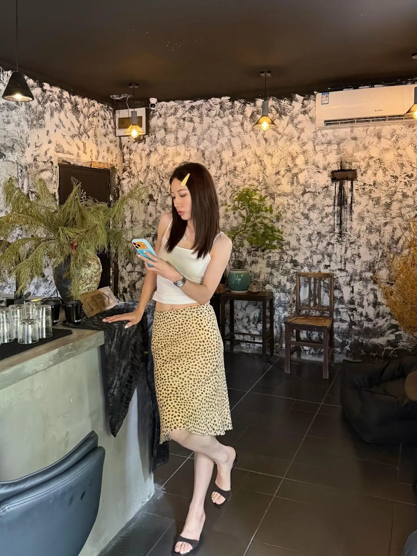 American Retro Yellow Dot Lazy South France Vacation Wrap around Semi Skirt Women Summer Fish Tail Skirt Casual Versatile