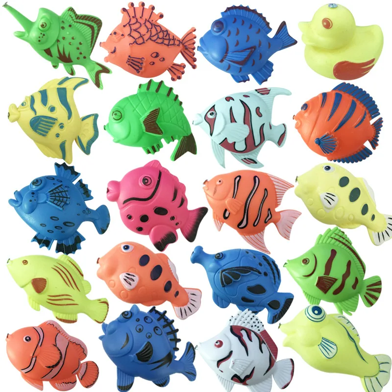 

Children's fishing toys magnetic bulk fake fish stall fish puzzle fun fishing game artificial fishing Random Color 5pcs