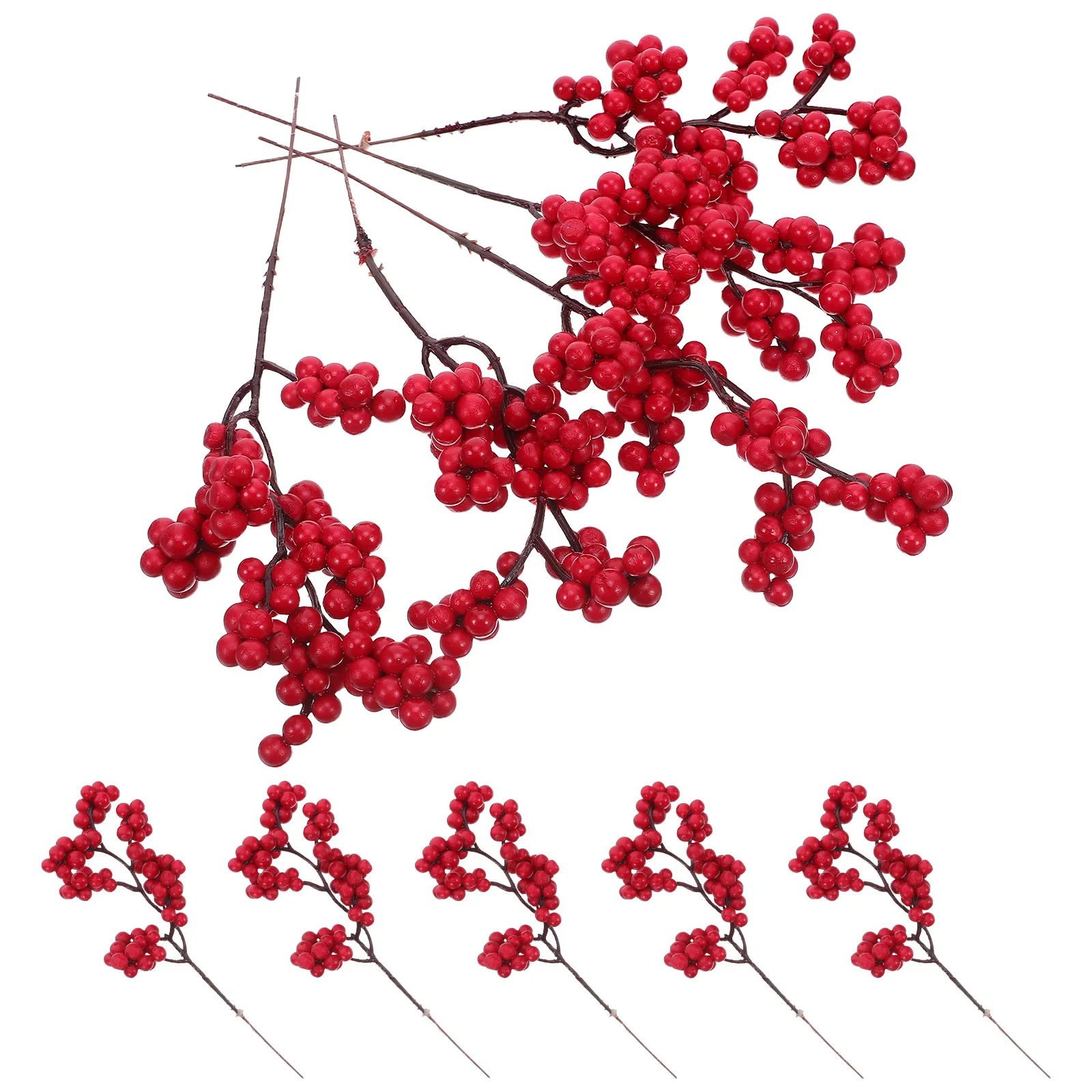 

10Pcs Artificial Christmas Berry Branch Decor Red Cherry Plant Simulation Fruit for Holiday Home Decoration