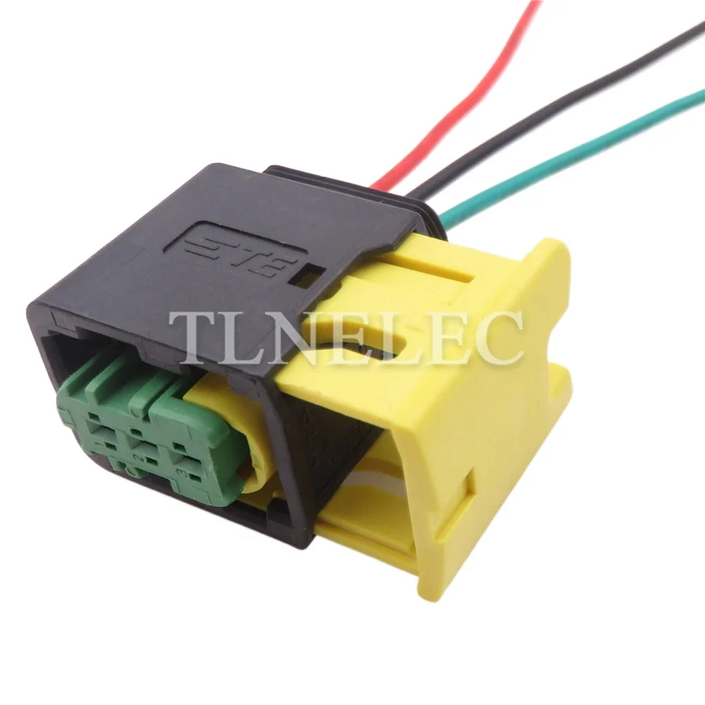 3 Pin Way High Temperature Resistance New Energy Green Wiring Socket with Wires Auto Wire Harness Connectors 3-1418448-1