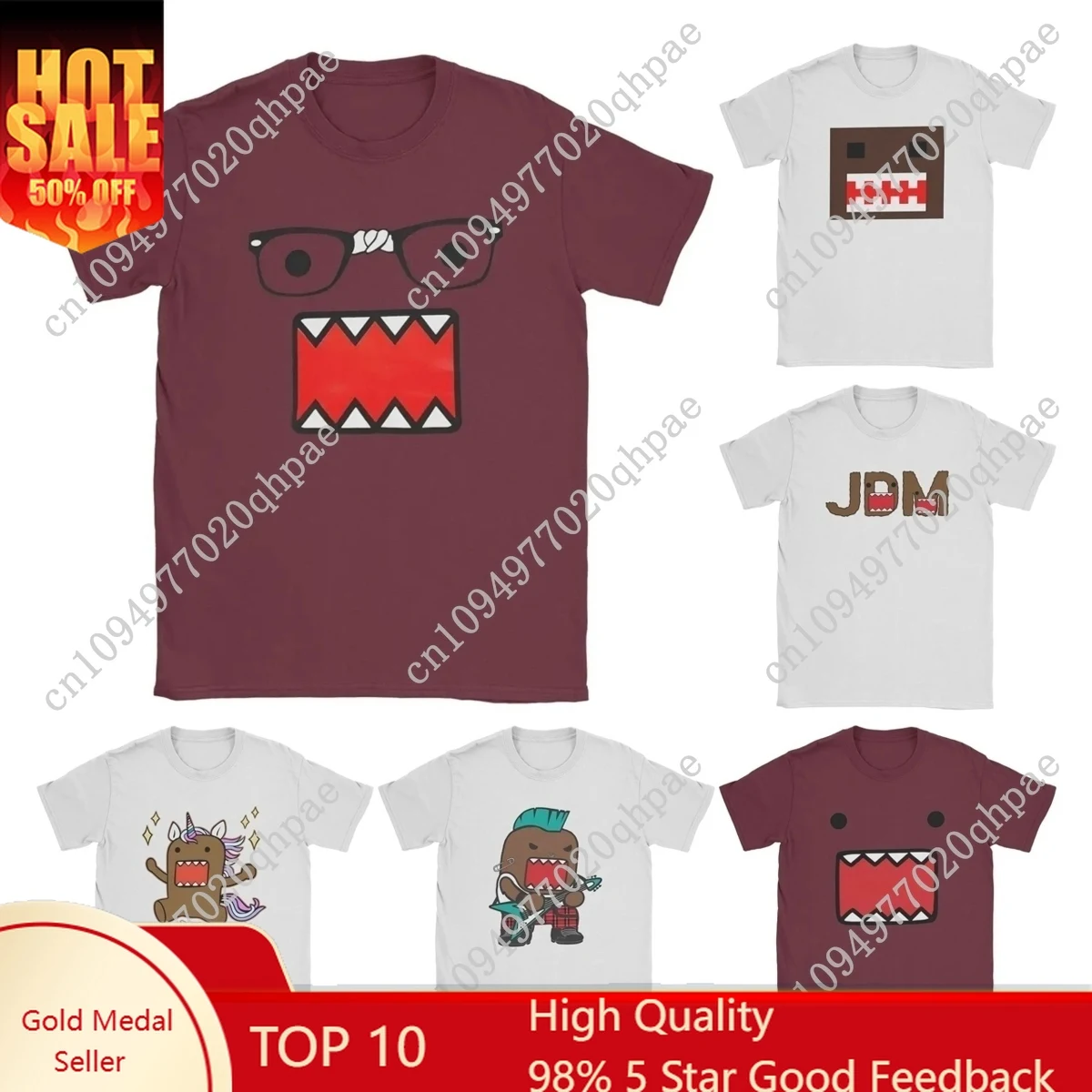 

Domo Kun Print Funny T Shirt for Men Pure Cotton Casual T-Shirt Crewneck Cute Doll Tee Shirt Short Sleeve merchandise Printed