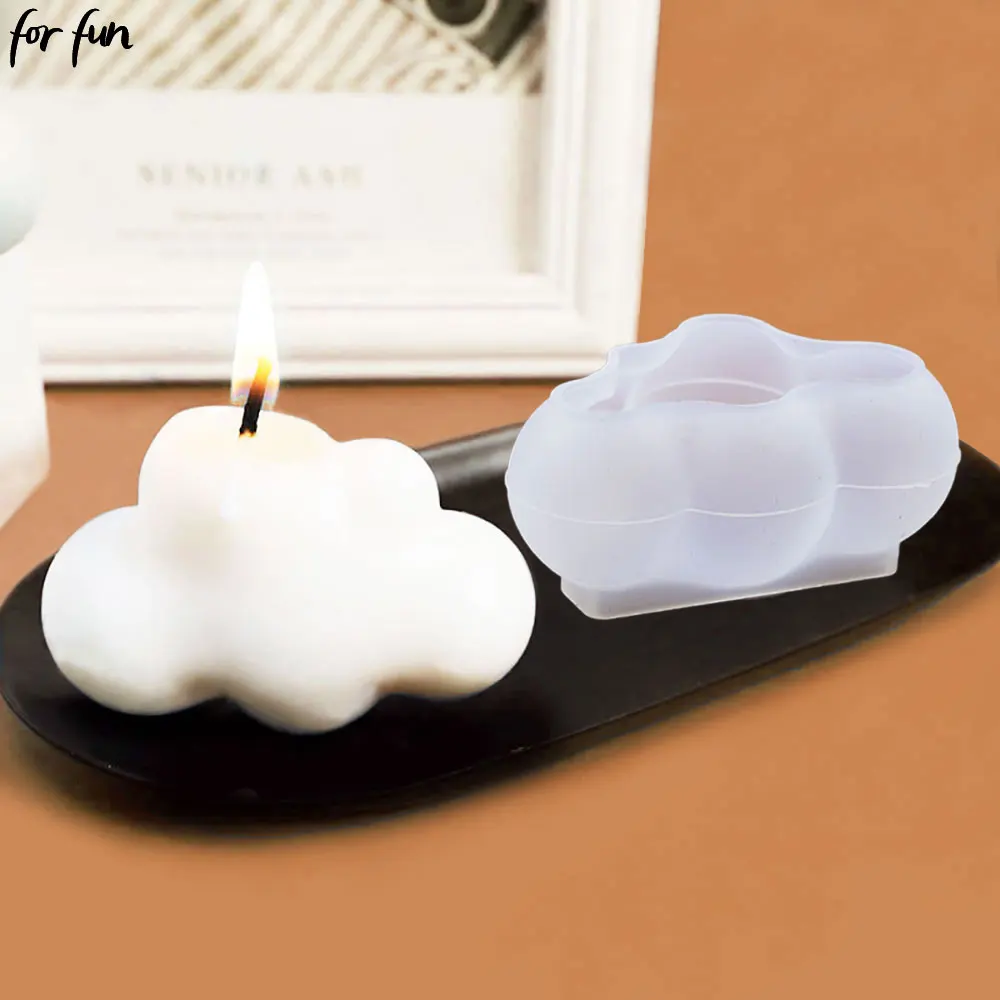 For fun 1PC 3D Cloud Shape Silicone Mold Chocolate Fondant Ice Cube Candy Soap Candle Molds Baking Cake Decoration Tools