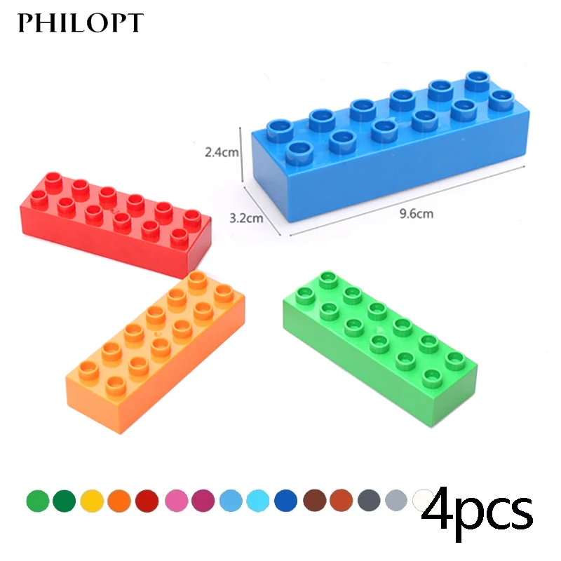 

4pcs Large Size Building Blocks H2x6 Bulk Educational Kids Toy Block Compatible With Brands Construction Toy DIY Creative Bricks