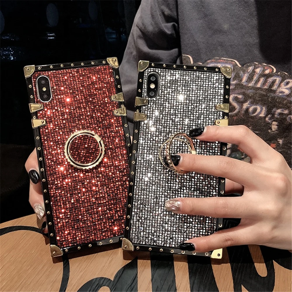 Luksusowe, miękkie etui na telefon Gold Ring Glitter Sequins Case dla Samsung Galaxy A55 5G A15 A25 A35 A54 A14 A13 A33 A53 A34 A05S A52