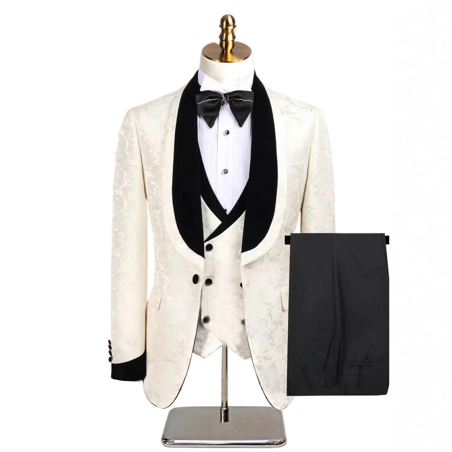 

Мужской костюм KIDWHXR: пиджак с контрастным принтом, двубортный жилет, брюки прямого кроя – комплект из 3 предметов для свадьбы