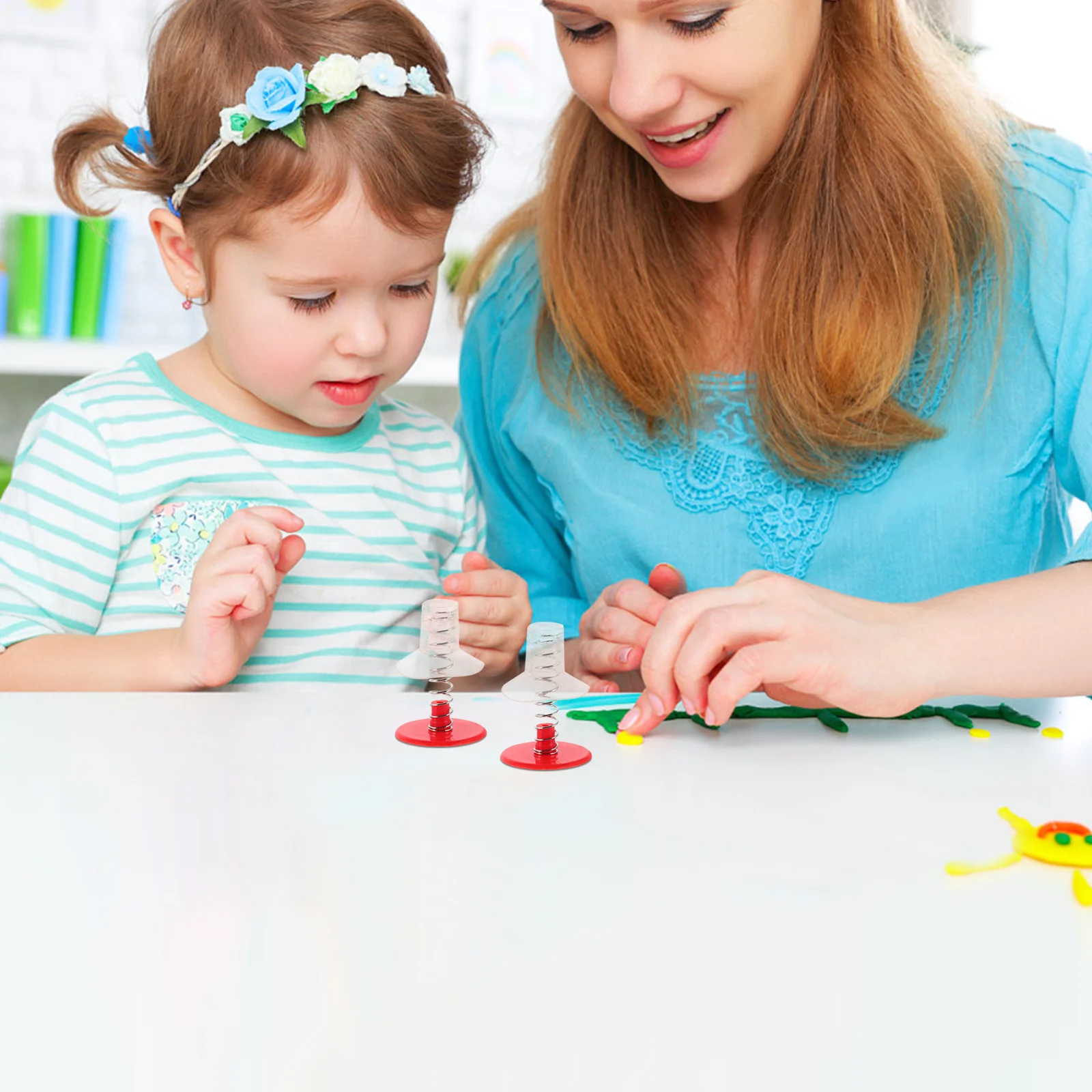 

50pcs Spring Suction Cup Diy Bouncing Stick Fun For Kids Novelty Party Favor Stocking Stuffer - Fidget Sensory Spring For