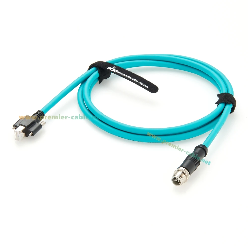 IP67 M12 8-Pin X-Code auf RJ45 mit Rändelschraubverschluss CAT6A Industrielles Ethernet-Kabel, geschirmtes GigE Vision-Kabel für Cognex-Kamera – Detail 4