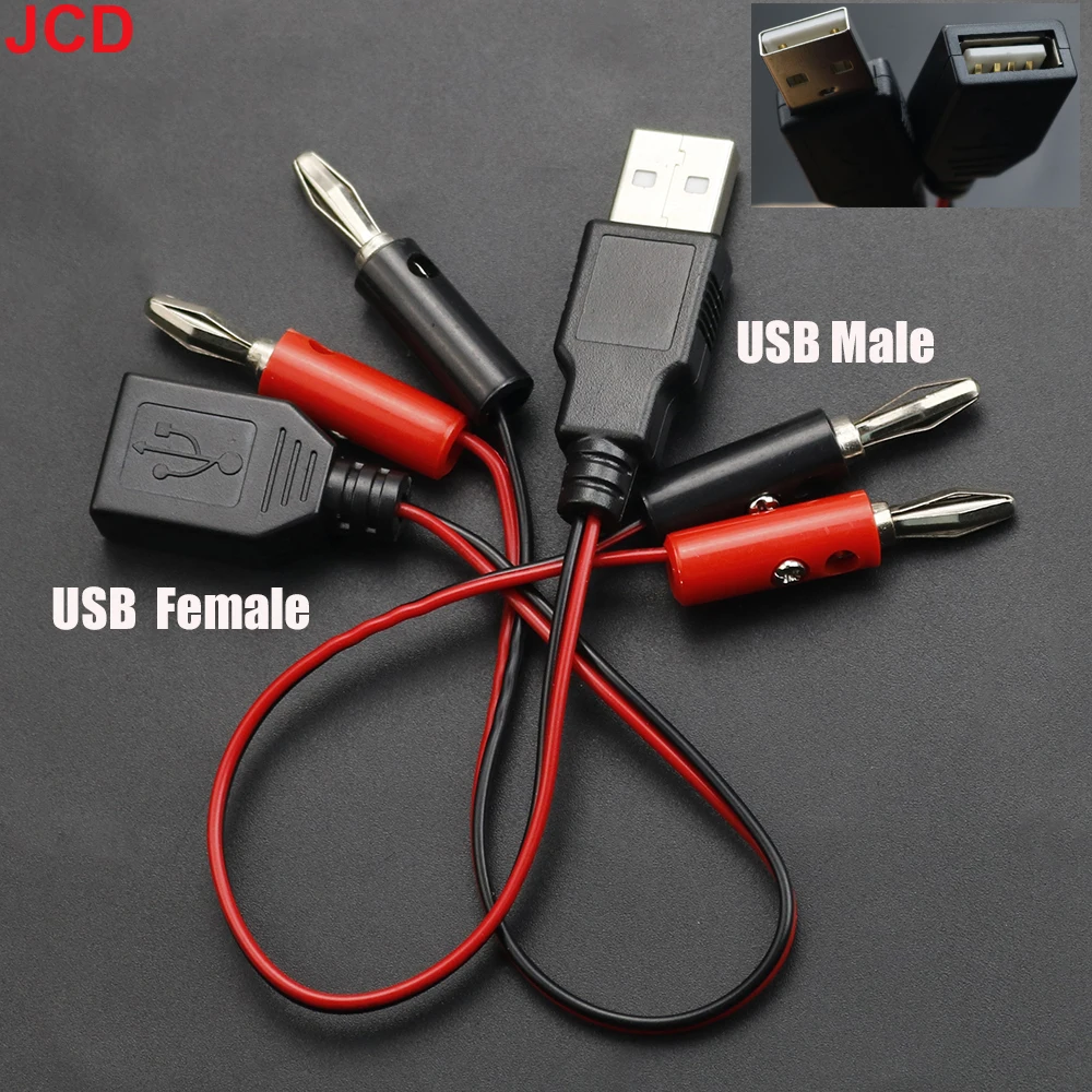 JCD 1piece USB to 4MM male Female Banana Head Connection Wire Test Lead A female Charging Cable USB Socket Connection Wire