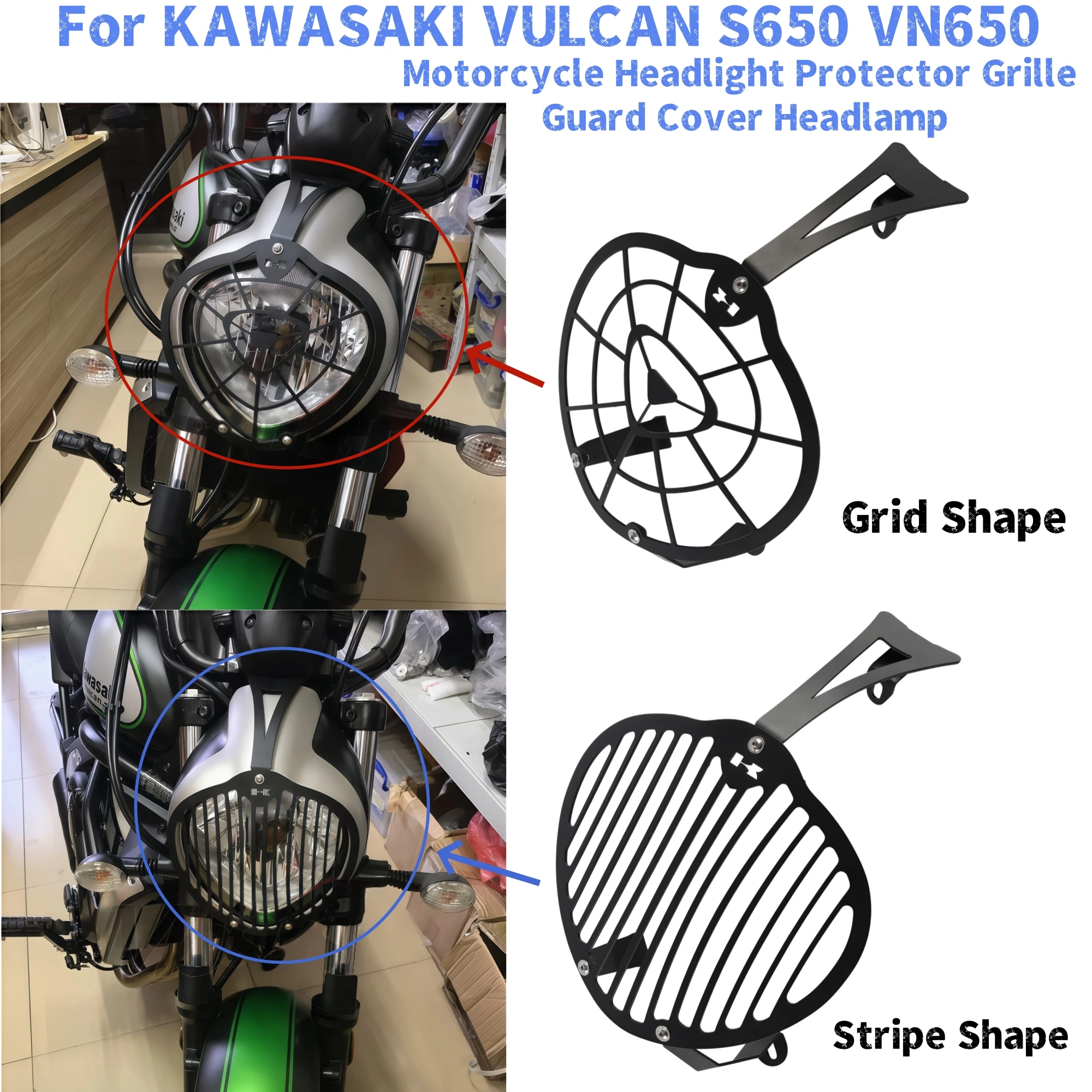 

Motorcycle Headlight Protector Grille Guard Cover Headlamp Guard For KAWASAKI VULCAN S650 VN650 2015-2021Cruiser Headlight Cover