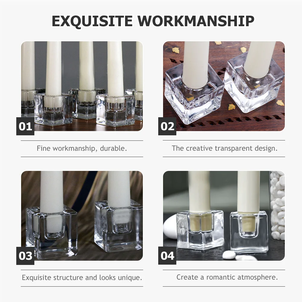 

2Pcs Glass Taper Holders Thick Transparent Holder for Wedding Party Home Table Decoration Romantic Centerpiece