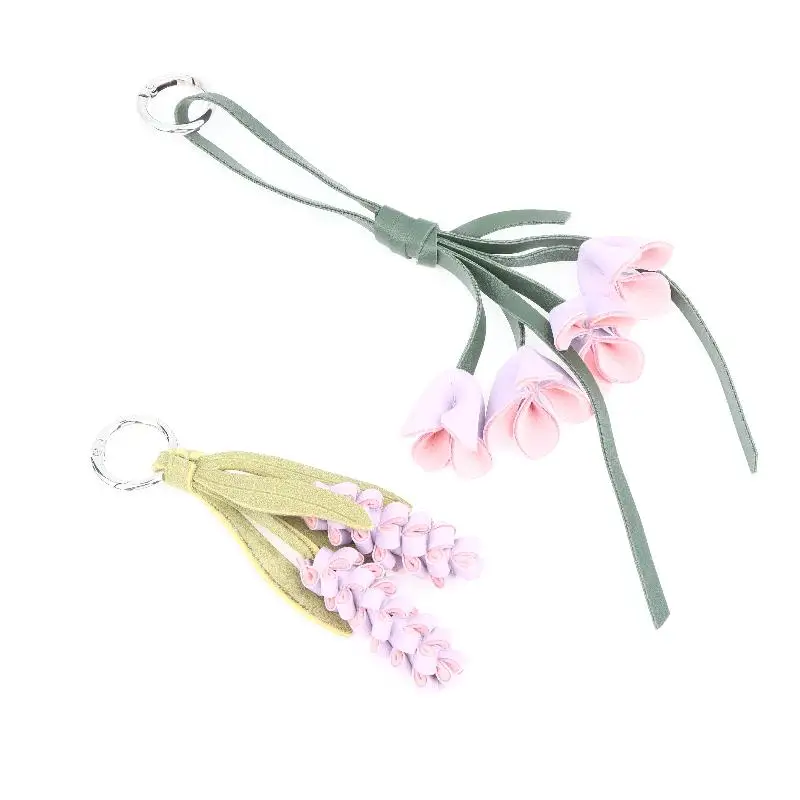 1 Stück Lila Lavendel-Osmanthus-Blumen-Schlüsselanhänger, Niedliches PU-Leder Blumen-Taschenaccessoire für Liebende/Realistische Blume/Gutes Geschenk – Detail 9
