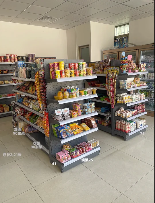 Supermarket shelves, display racks, convenience stores, multi-layer shelves, snacks, thickened wall shelves