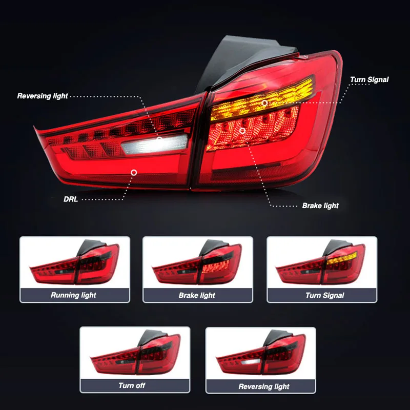 Full LED Car Taillight Assembly For Mitsubishi ASX/OUT Lander Sports 2012-UP Turn Signal Brake light LED Taillight Assembly