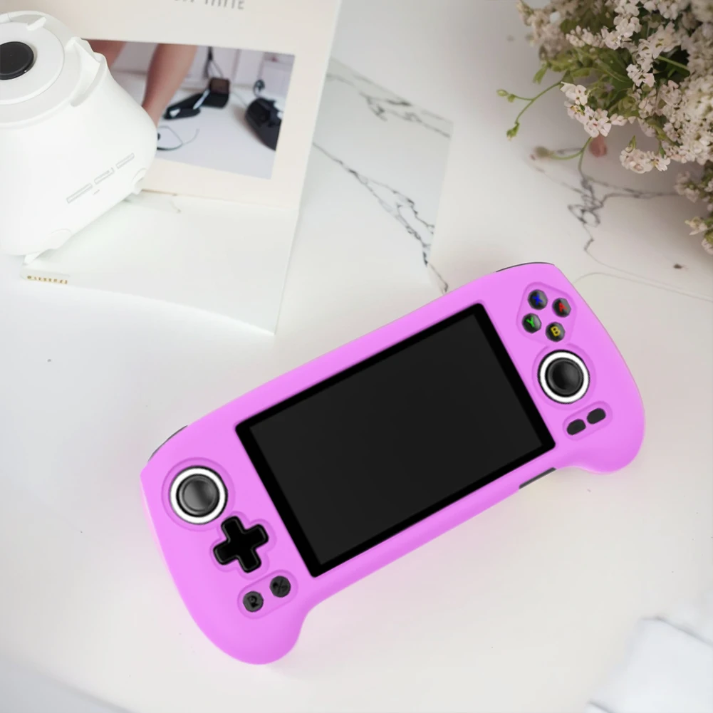 For ANBERNIC RG556 Game Console Soft Silicone Case Drop-proof Shockproof Protective Cover + Tempered Film 9H HD Screen Protector image 5
