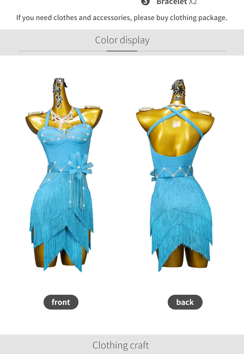 Damen Party Amerikanisches Kleid Lateinamerikanisches Tanzkostüm 2026 Neue Produkte Wettbewerbsanzug Mädchen Samba Ballsaal Bühnenkostüm Kurze Kleidung – Detail 5