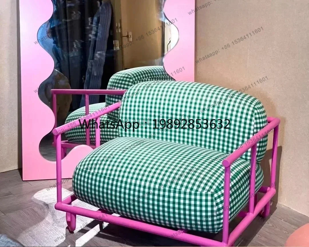 FF Designer sofa niche single chair contrasting color stainless steel sofa high-end fashion home
