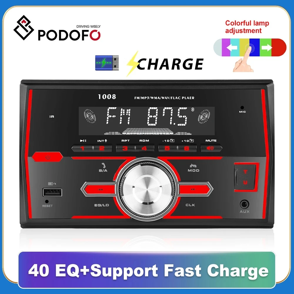 

Podofo 2Din Car Radio Stereo Player Digital Bluetooth MP3 Player FM Audio 12V Stereo Music USB/SD EQ