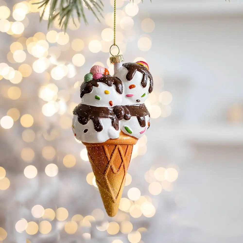 ジンジャーブレッドマンのクリスマスツリーの装飾、ドーナツクッキーの装飾、かわいいアイスクリームのクリスマスペンダント、家の装飾