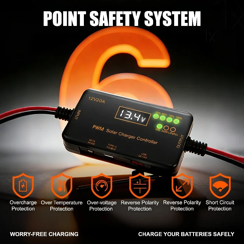 2026 New Arriver AeternaSol Solar Charge Controller 20A Sola