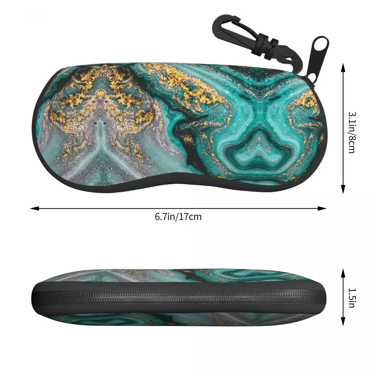 Turquoise And Gold Marble Eyeglass Glasses Case Women Men Soft Modern Marble Print Sunglasses Protective Box