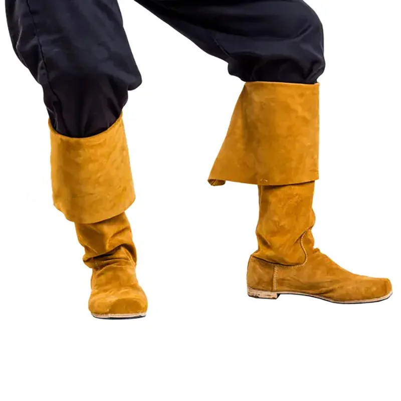 Herren Kunstwildleder Kniehohe Winddichte Schuhe Retro Piratenfilm Kapitän Stiefel Mittelalterliche Cosplay Lange Stiefel – Detail 3