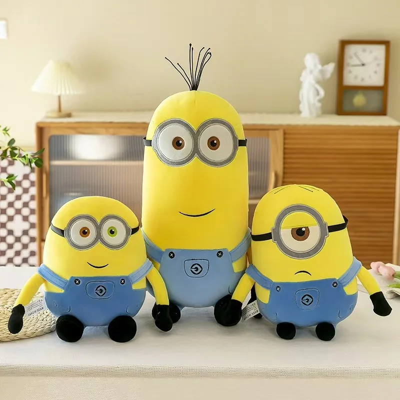 30-40 cm mignon Minions personnages de film jaune jouets en peluche Bob Stuart en jean poupées douces jouets et loisirs cadeau d'anniversaire de noël