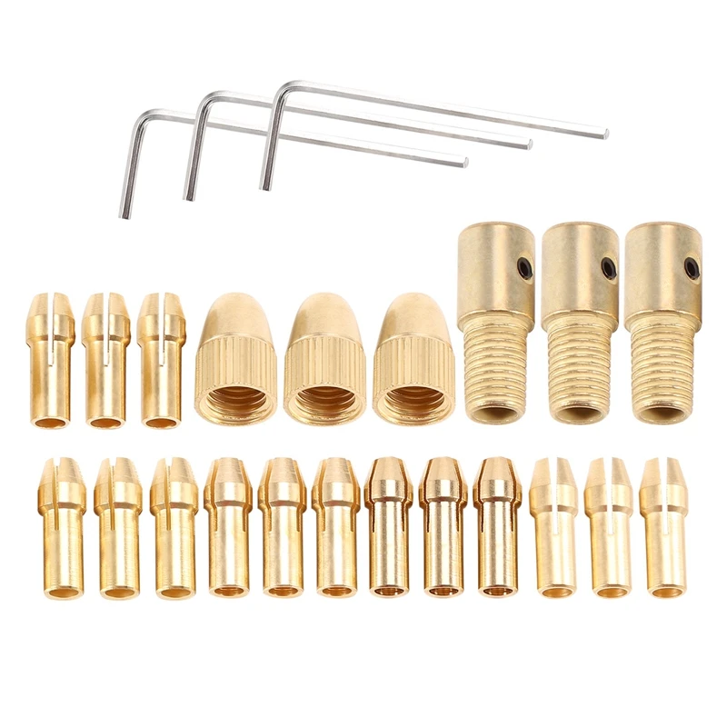 3 Sets 0.5-3Mm Brass Drill Chuck Small Electric Drill Bit Collet Fit For Dremel Rotary Tools 3 Size -2.0Mm 2.35Mm 3.17Mm