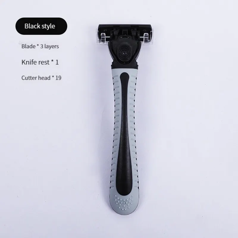 19PCS Manual Razor For Men Replacement Heads Three Layers Of Blades With Razor Frame Old-style Razor Stainless Steel