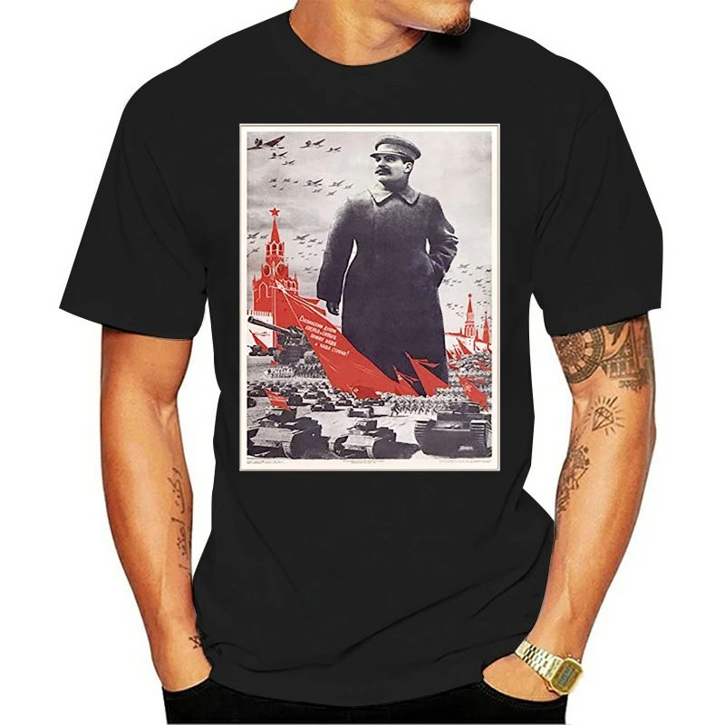 Joseph Stalin Vintage Ussr Retro Soviet Poster Tee 2020 New Brand Clothing Men Cool O-Neck Tops Neon T Shirts