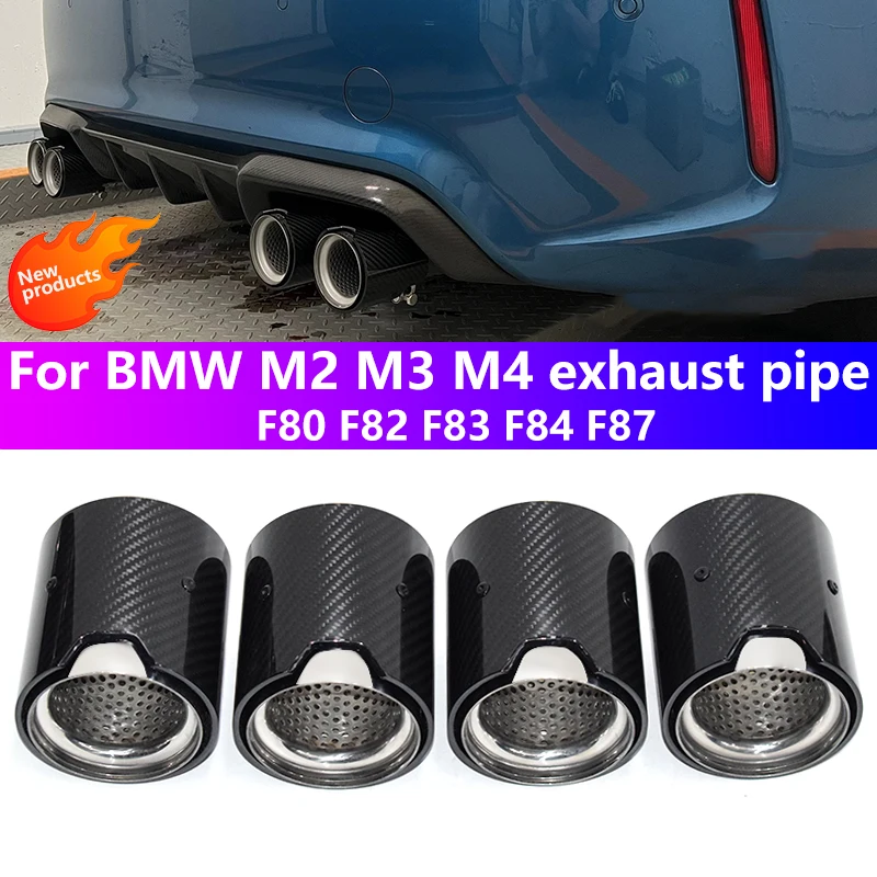 For BMW M2 M3 M4 F80 F82 F83 F84 F87 exhaust pipe modification carbon fiber Mperformance black muffler tip nozzle