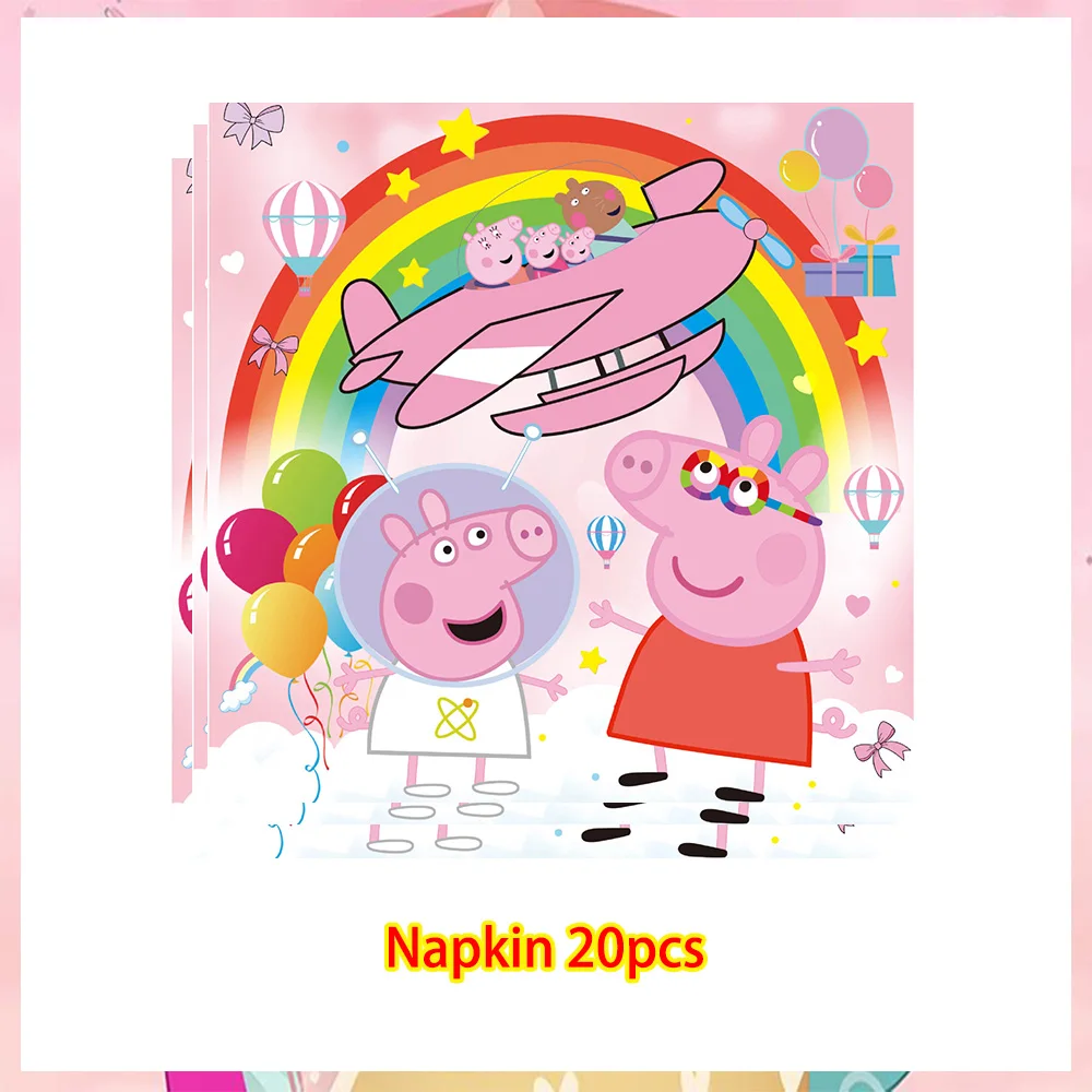 Cartoon Rosa Peppa Pig Geburtstagsparty Dekorations-Set George Pig Partyzubehör Teller Kindergeburtstag Geschenke Babyparty – Detail 29