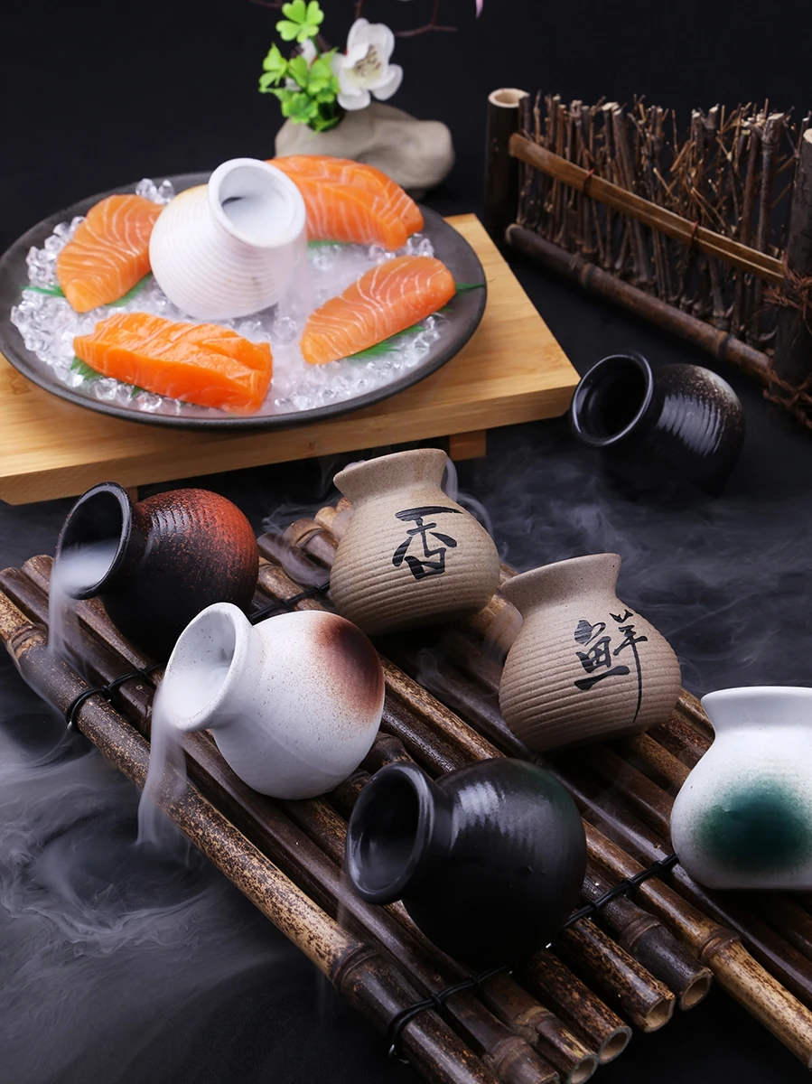 Sashimi Decoration Dry Ice Cup, Japanese-Style Small Pot, Toothpick Creative Ceramic, Restaurant Desktop, Table Ornaments