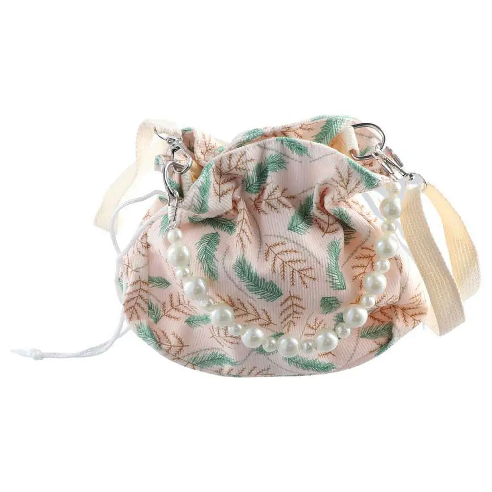 

Leaf Hanfu Drawstring Crossbody Bag Large Capacity Purse Wallets Velvet Flower Shoulder Bag Bucket Bag Shopping Bag