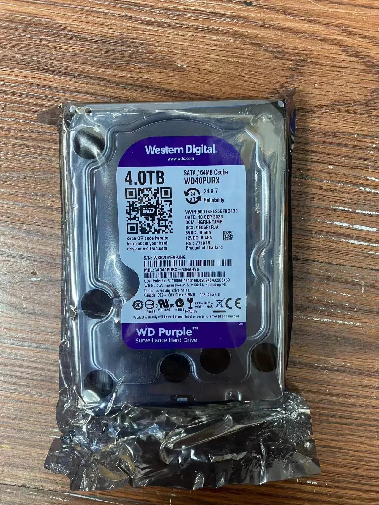 Imagem -04 - Disco Rígido Interno de Vigilância Wd-purple Hdd hd 4tb 3.5 64m de Cache Sata Iii Gbps 1tb 2tb 4t 6t Cctv Dvr Nvr