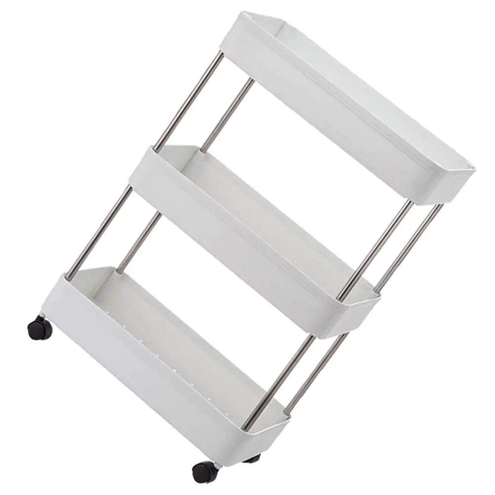 

Multi-layer Storage Rack PP Material 3 Shelves Lightweight Kitchen Bathroom Bedroom Large Capacity Rolling Cart Storage