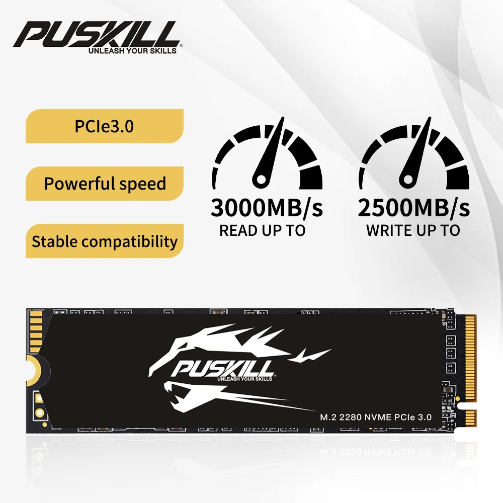 PUSKILL PCIe3.0 NVMe SSD M.2 1TB 512GB M2 2280 Disco rígido interno de estado sólido para laptop desktop