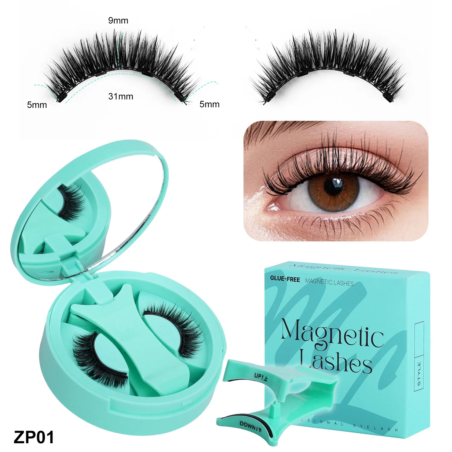 Magnetic Fake Eyelashes Set Reusable 3D Glue-free Waterproof Natural False Eyelashes With Travel-friendly Applicator